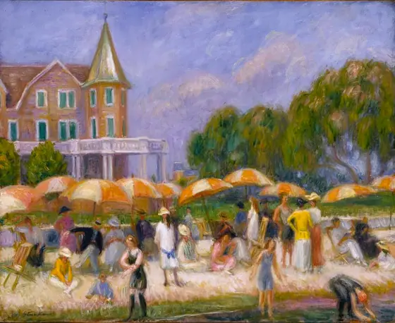 Beach Umbrellas at Blue Point, William Glackens, ca. 1915, oil on canvas
