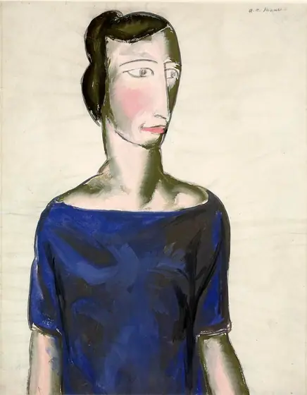 Portrait of a Girl, Alfred H. Maurer, 1923, opaque watercolor
