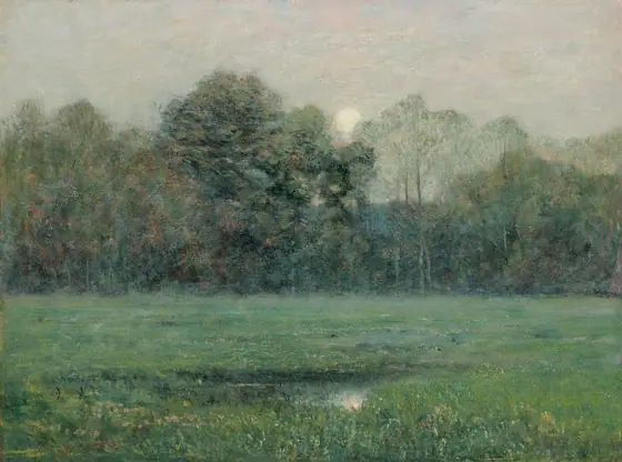Midsummer Moonrise, Dwight William Tryon, 1892, oil on wood