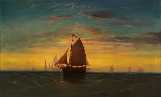 Boston Harbor, Charles Manger, ca. 1860-1869, oil on canvas