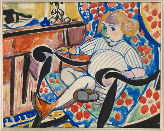 Gouache, H. Lyman Saÿen, ca. 1916, opaque watercolor and pencil on paper mounted on paperboard