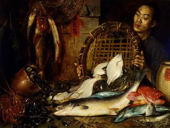 The Chinese Fishmonger, Theodore Wores, 1881, oil on canvas