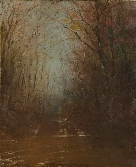 Forest Interior with Stream, John Frederick Kensett, ca. 1860-1870, oil on canvas