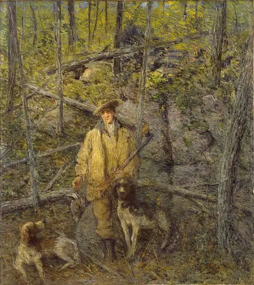 Hunter and Dogs, Julian Alden Weir, 1912, oil on canvas