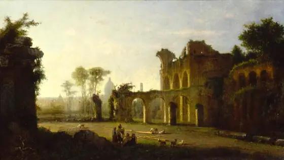 View of the Temple of Peace in the Roman Forum, George Loring Brown, 1864, oil on canvas