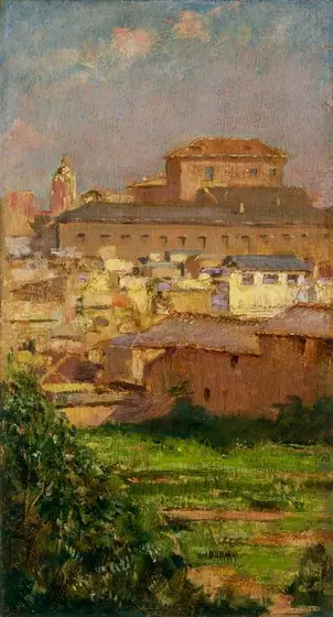 Palazzo Barberini, Rome, Carroll Beckwith, ca. 1910, oil on wood