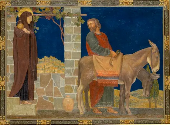 The Flight into Egypt, H. Siddons Mowbray, ca. 1915, oil on canvas mounted on paperboard