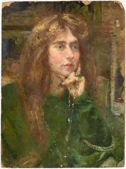 Natalie with Necklace, Alice Pike Barney, ca. 1900, oil on fiberboard