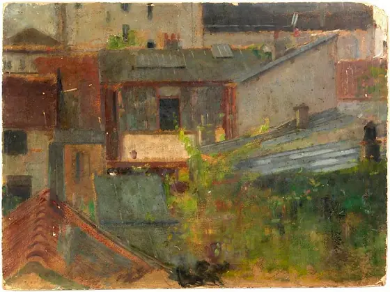 Rooftops, Alice Pike Barney, ca. 1900, oil on fiberboard