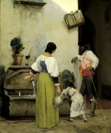 At the Water Trough, Julian Alden Weir, 1876-1877, oil on canvas