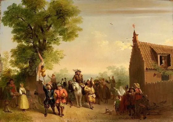 Triumph of Stoffel Brinkerhoff, on His Return from His Conquests in the East, John Gadsby Chapman, 1835, oil on wood