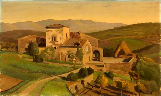 A Tuscan Farm, Edward Bruce, ca. 1926-1931, oil on wood