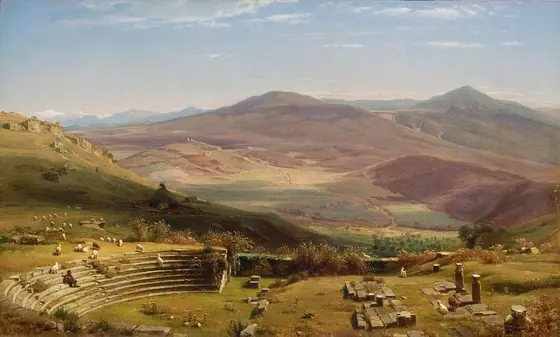 The Amphitheatre of Tusculum and Albano Mountains, Rome, Worthington Whittredge, 1860, oil on canvas