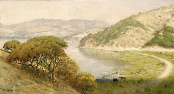 Landscape, Thaddeus Welch, 1902, oil on canvas