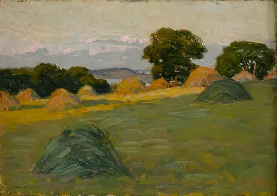 The Hill Field, Arthur Wesley Dow, 1908-1910, oil on canvas mounted on paperboard