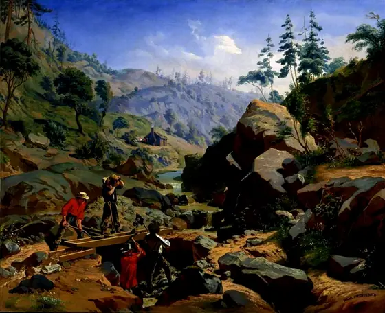 Miners in the Sierras, Charles Christian Nahl, 1851-1852, oil on canvas mounted on canvas