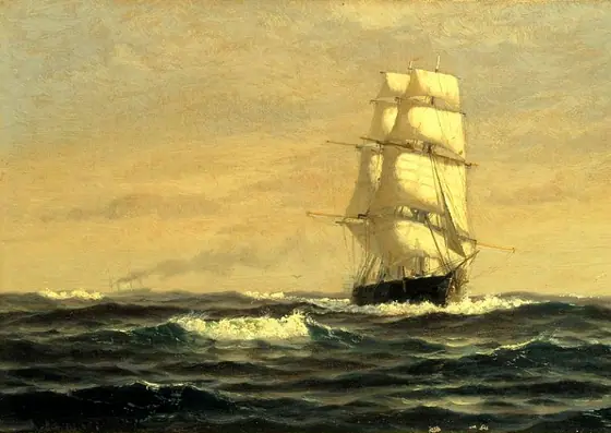 Sailing Ship--off Coast of Maine, William E. Norton, 1876, oil on canvas
