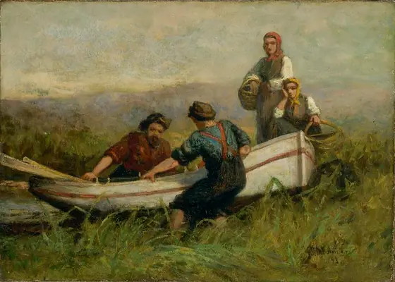 People Near Boat, Edward Mitchell Bannister, 1893, oil on canvas