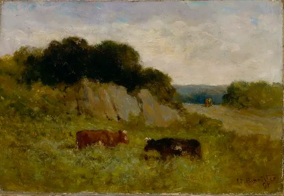 Untitled (landscape with two cows), Edward Mitchell Bannister, 1898, oil on canvas