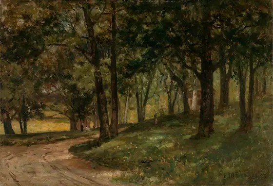 Untitled (landscape with trees), Edward Mitchell Bannister, oil on canvas