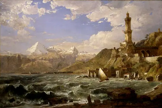 The Coast of Genoa, Jasper Francis Cropsey, 1854, oil on canvas