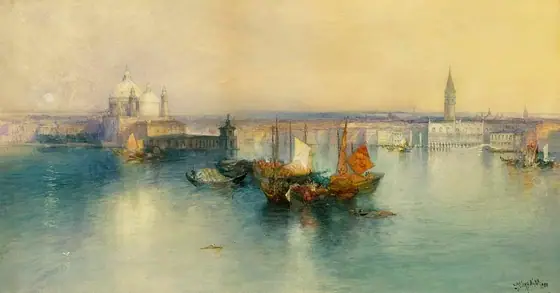 Venice from the Tower of San Giorgio, Thomas Moran, 1900, watercolor on paper mounted on paperboard