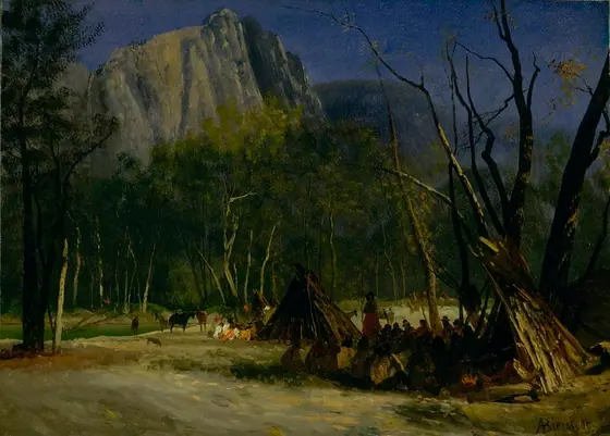 Indians in Council, California, Albert Bierstadt, ca. 1872, oil on paper on canvas