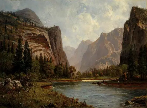 Gates of the Yosemite, Albert Bierstadt, ca. 1882, oil on paper mounted on canvas