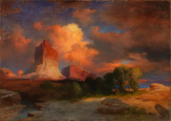 Sunset Cloud, Green River, Wyoming, Thomas Moran, 1917, oil on canvas