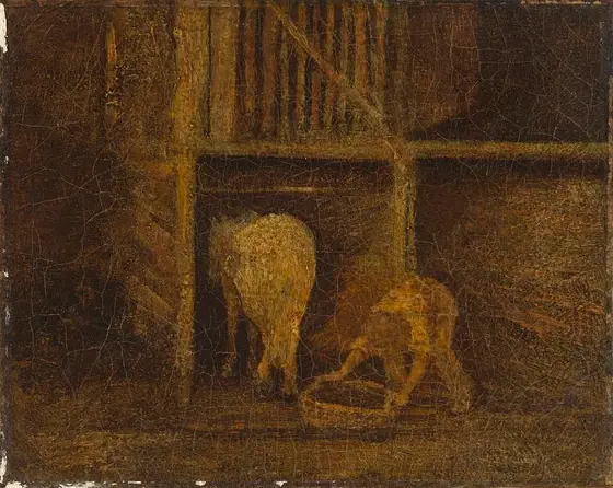 The Stable, Albert Pinkham Ryder, ca. 1875, oil on canvas