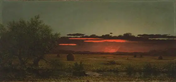 Jersey Meadows at Sunset, Martin Johnson Heade, ca. 1866, oil on canvas